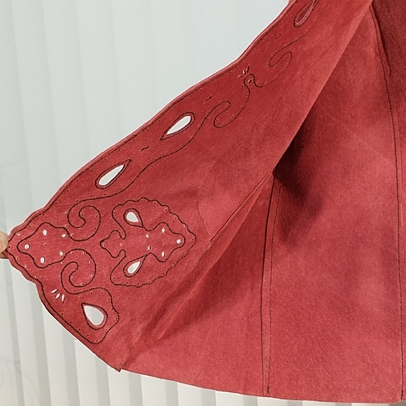 Coldwater Creek Suede Leather Vest Rust Womens Autumn Genuine Soft 100% Small - Picture 2 of 15
